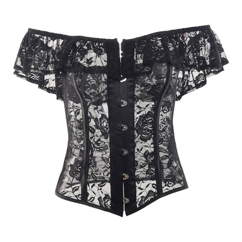 Women's See-Through Cardigan Shaping Lace Tunic Top - ROUTINE FASHION